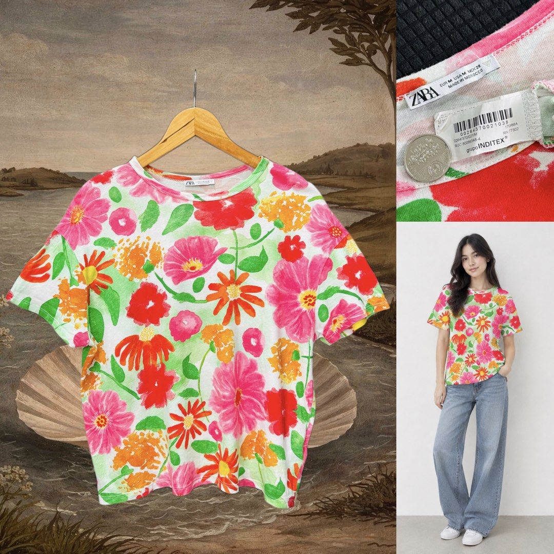 Zara floral print shirt (Category: Activewear) located in Dasmarinas. Submitted by Ukaybes (Listing ID 1469779449, Image 1). Description: Zara floral print shirt Size M 20.5W 21.5L Excellent condition M/Mine: 490 DM: Name | Contact | Address & Brgy Please comment MINE only if you’re 100% sure and ready to pay. No return or exchange .