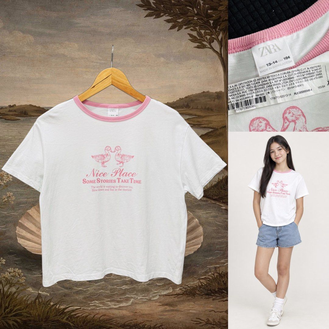Zara graphic tshirt (Category: Activewear) located in Dasmarinas. Submitted by Ukaybes (Listing ID 1469794612, Image 1). Description: Zara graphic tshirt Size 13-14 teens, 18W 20L (can fit small adult) Excellent condition M/Mine: 490 DM: Name | Contact | Address & Brgy Please comment MINE only if you’re 100% sure and ready to pay. No return or exchange .