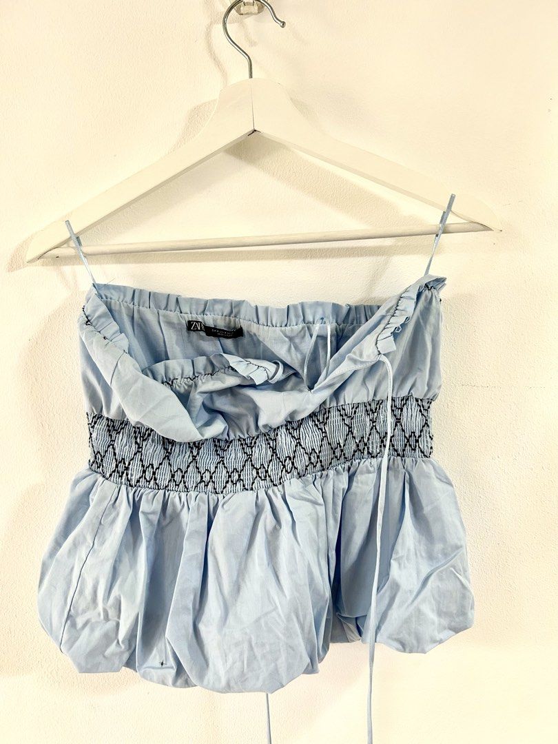 Zara Light Blue Tube Top Size S (Category: Sleeveless) located in Manila. Submitted by isabelle_1104 (Listing ID 1469919229, Image 2). Description: Used only once.