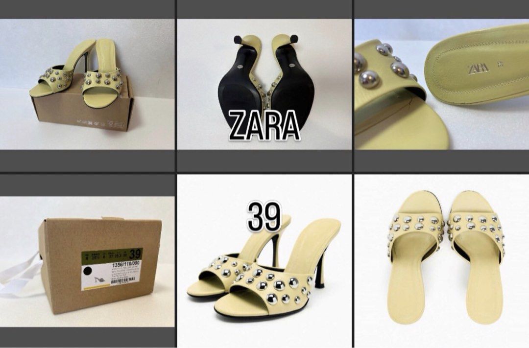 Zara Studded High Heel Mules Yellow Size 39 (Category: Heels) located in Manila. Submitted by aeiru222 (Listing ID 1469883127, Image 1). Description: READ BEFORE ORDERING❗️ - before you message ask first if available :)) ETA will be on Dec 20. 📍Japan → Marikina City pm for reservations🧚‍♀️.