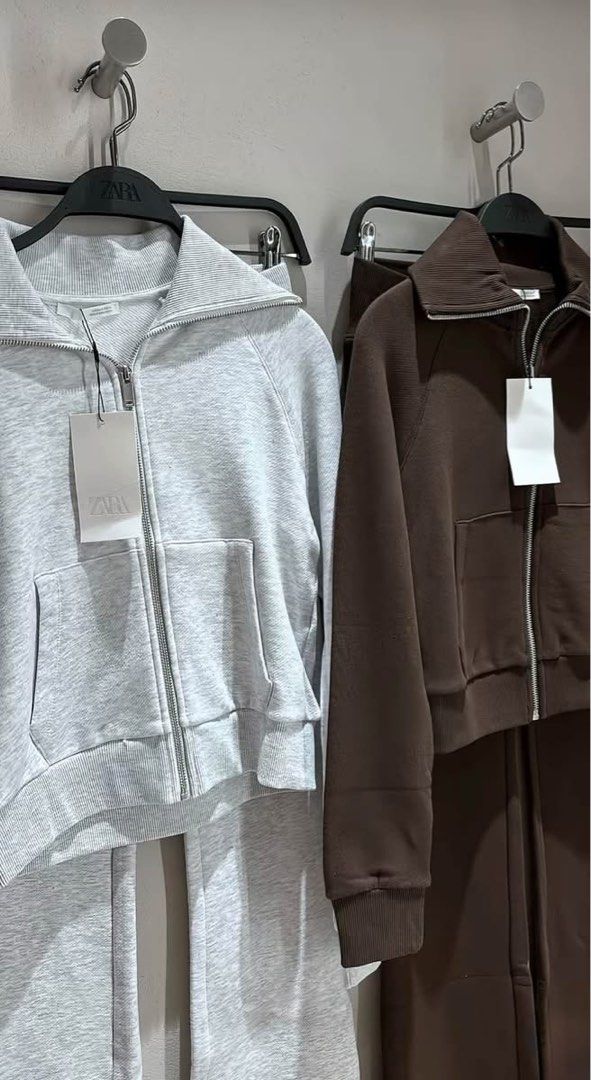 Zara Tracksuit (Category: Sets or Coordinates) located in Obando. Submitted by thea_pasa.bento.ig (Listing ID 1469810443, Image 3). Description: ZR TRACKSUIT SET🤎🥥 Small to Large available! ✨midwaist style ✨2 colors only( gray & brown ) ✨39-40 length for pants ✨semi stretch waist band ✨not oversized top( fitted type ) ✨flare cut type dm if you want ww pic DISCLAIMER: We sell authentic branded overruns.￼.
