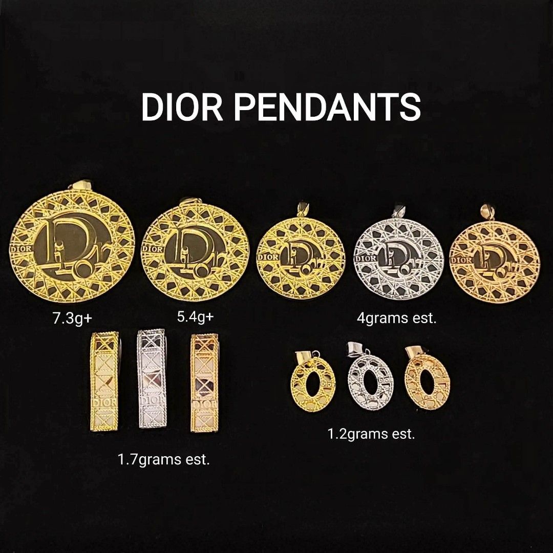 18k Saudi gold Dior pendant (Category: Necklaces) located in Manila. Submitted by bhelgoldseller2ndaccount (Listing ID 1470025862, Image 1). Description: New!!✨New!!✨New!! Authentic 18k Saudi Golds 💯pawnable/naisasanla 💯with high appraisal rate 💯good investment 💯Direct supplier price 👉OPEN for resellers 🌺please take time to evaluate their actual sizes and grams 👉Best panggift for all occasions ✅ Sold per grams not per piece Kya lowest pric