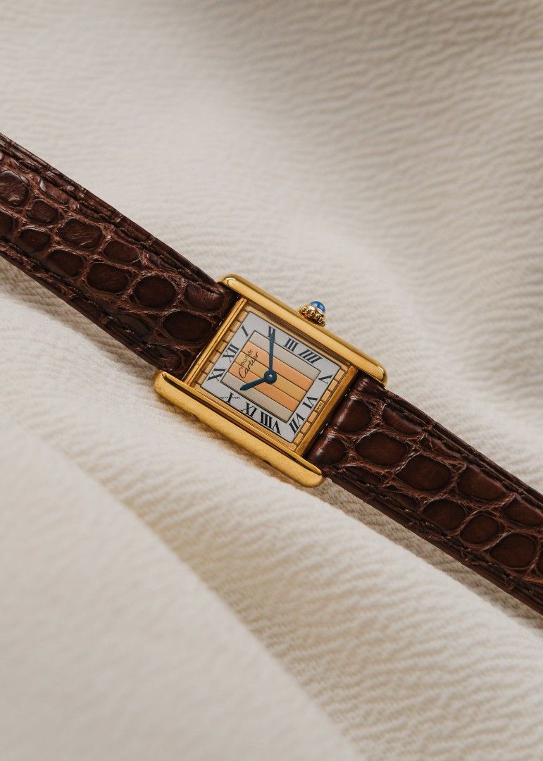 1990s Must de Cartier Tank "Trinity Dial" (Category: Women's Watches) located in Manila. Submitted by windsorfinery (Listing ID 1470088876, Image 1). Description: Must de Cartier Tank 557051 1990s Quartz 21mm Vermeil (925 sterling silver wrapped in gold plating) Mineral Aftermarket strap with Cartier buckle Box: No Papers: No Others: Leather pouch. 1-Year Mechanical Warranty by Windsor Finery Co. Cash Price: ₱128,000 ✔️ Layaway accepted ✔️ Credit