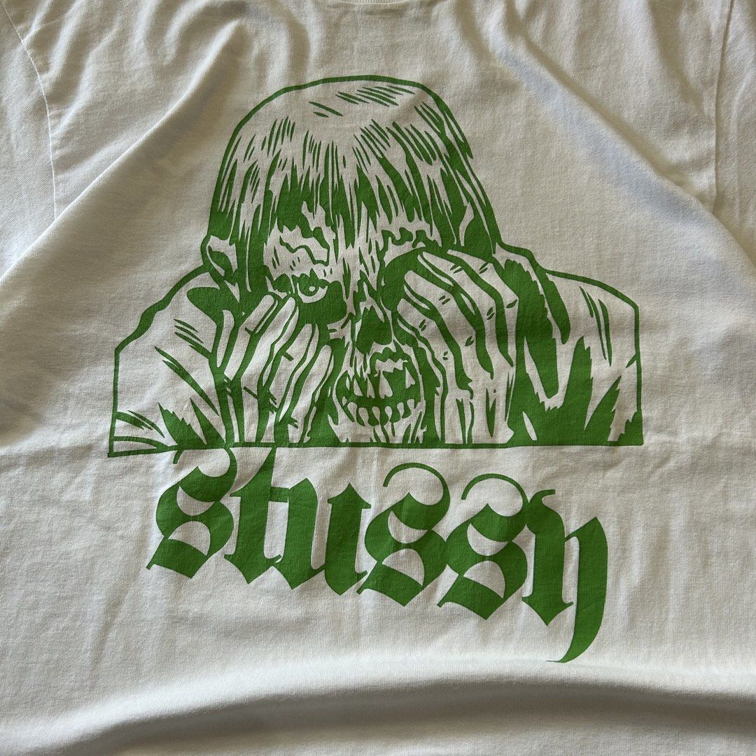 2000s Stussy “Gothic Zombie” Tee (Category: Tshirts & Polo Shirts ) located in Laoag. Submitted by trovehauz (Listing ID 1470089863, Image 1). Description: Size: Large on Tag (20x29) Condition: 9.5/10 Color: 9.5/10 Issue: hairlines Reminders: • Please be a responsible Buyer • White Garment, may have stains • Color may vary due to lighting • Second Hand Item .