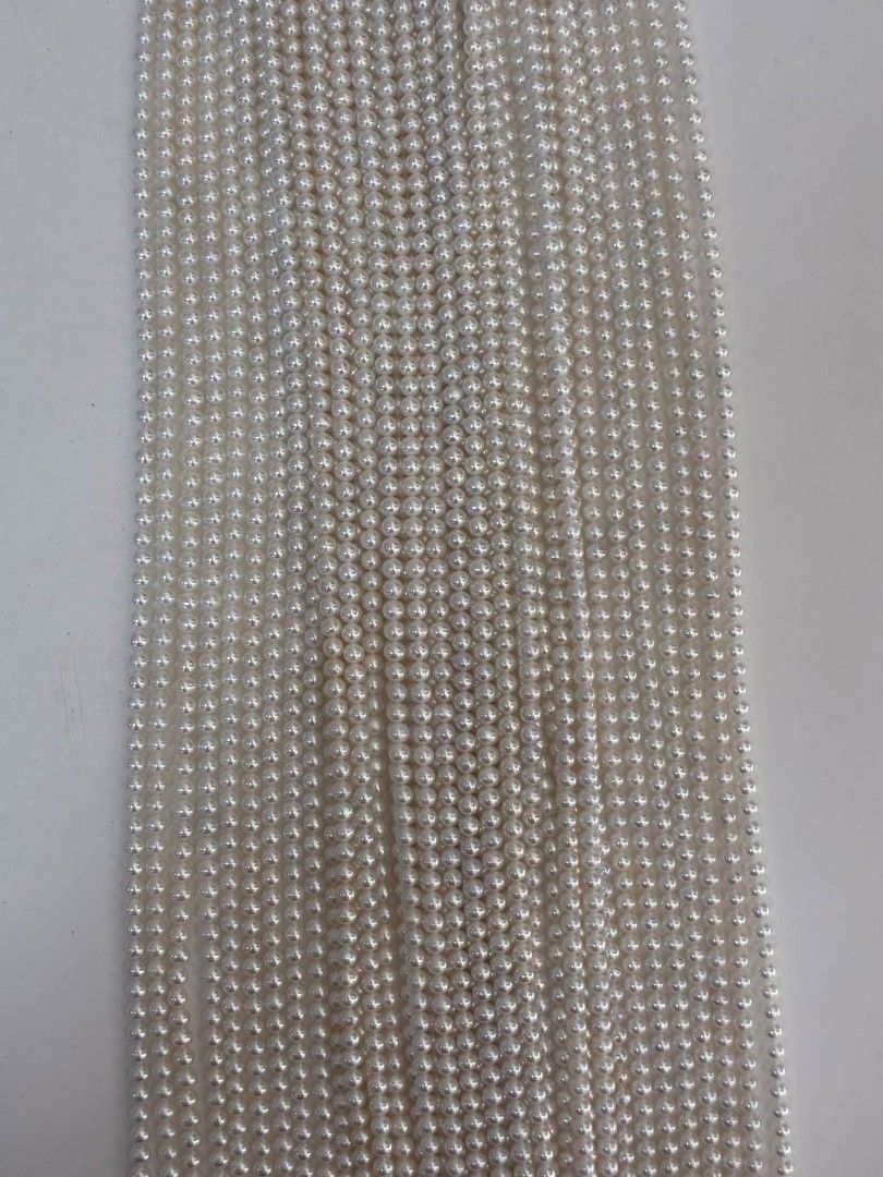 4-5mm round fresh water pearl (Category: Necklaces) located in Malabon City. Submitted by aishahgirlshop (Listing ID 1470139289, Image 2). Description: 💯 Authentic fresh water pearl 4-5mm Round 17" long free clasp with extender quality pearl price per strand Via Gcash only best deal 2500.