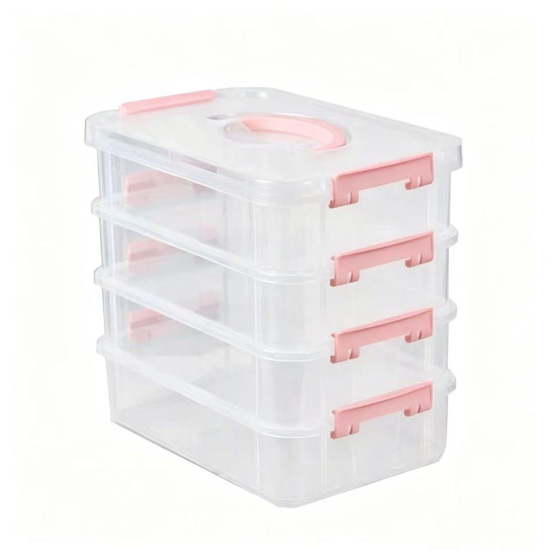 4 Tier Transparent Storage Box for Organizing - 120 EACH (Category: Food Organization & Storage) located in Malabon City. Submitted by reiresets (Listing ID 1470005881, Image 2). Description: ₱120 Each Have 2 Purple, 3 Pink.