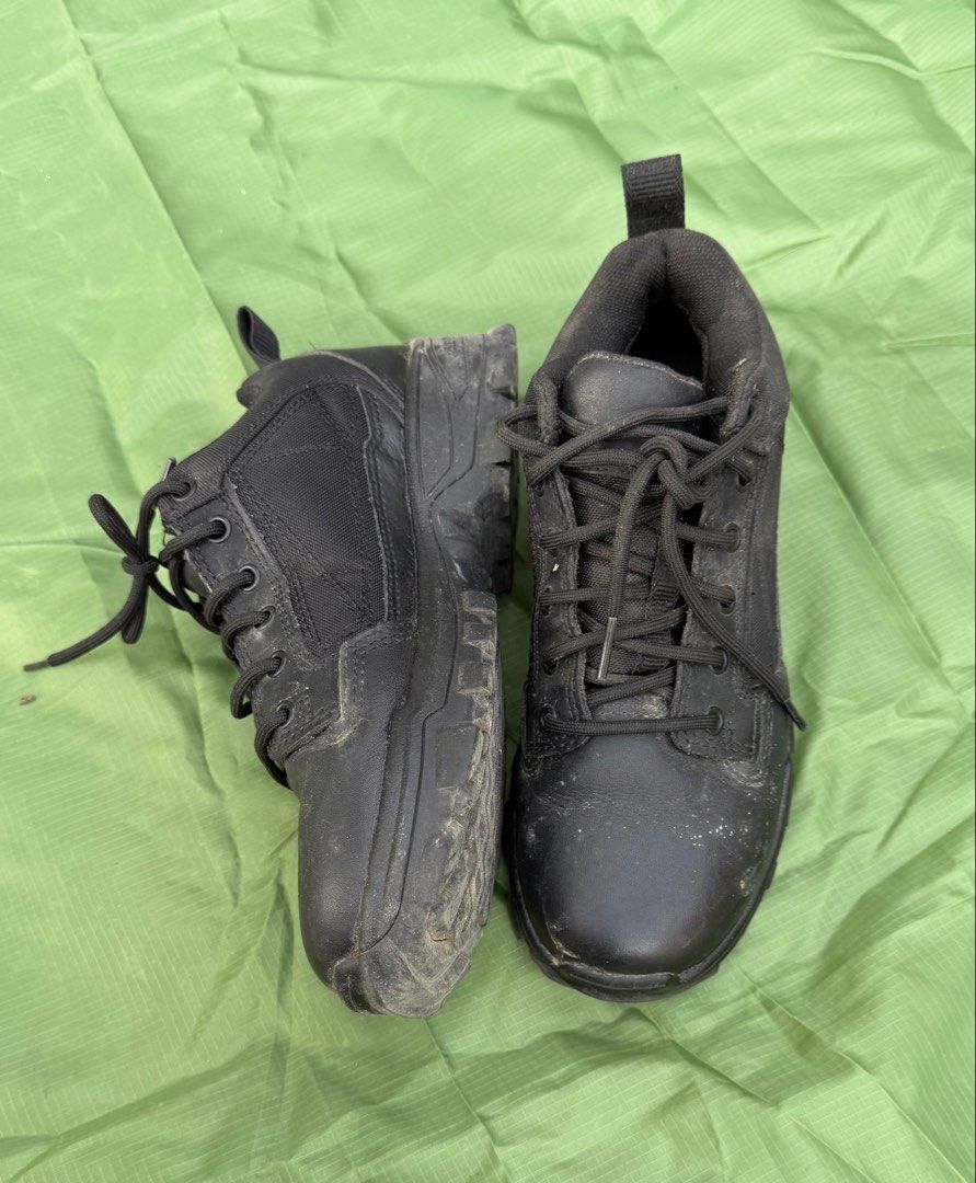 5.11 Tactical Black Duty Boots (Category: Boots) located in Cavite. Submitted by maxs.bl (Listing ID 1469955571, Image 2). Description: - Brand/Model: 5.11 Tactical Boots - Color: Classic Black - Condition: Pre-owned with minor scuffs and dust marks from previous wear; structurally solid - Features: Sturdy construction, traditional lacing system, and heel pull loop for easy slip-on - Outsole: Durable rubber built for rough terrain - Best For: Law