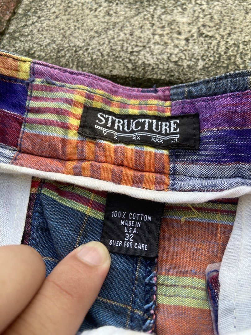90s Structured Patchwork Madras Shorts (Category: Shorts) located in Naga. Submitted by marcbiench83020 (Listing ID 1470096194, Image 2). Description: 90s Structure Patchwork Madras Shorts Length: 22 Width: 30-32 Condition: Excellent Condition Color Rate: 9/10 Issue: None .