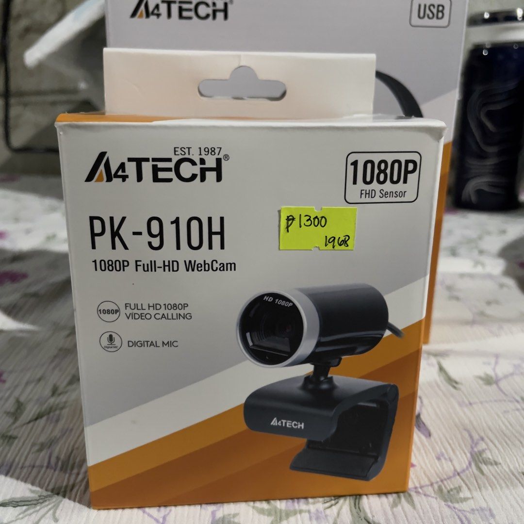 A4Tech PK-910H 1080P Full-HD WebCam (Category: Webcams) located in Manila. Submitted by prelovedbyingridv (Listing ID 1470138952, Image 1). Description: Selling my A4TECH WEBCAM. Used only once. - Model: A4Tech PK-910H Full HD 1080p Webcam with original box - Smooth 30 FPS video recording and superior low-light performance - Built-in digital microphone with noise-cancelling for clear audio - Flexible hook base: fits laptops, LCD, or CRT monitors 
