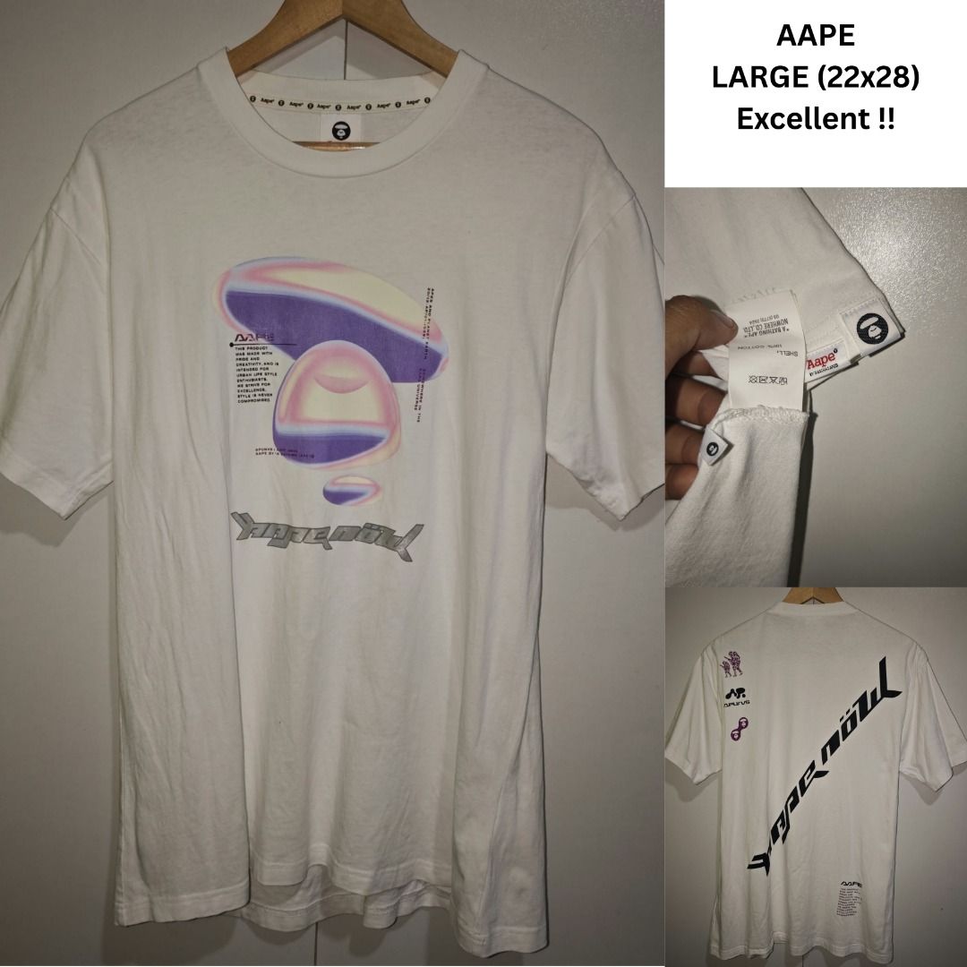AAPE White Graphic T-Shirt (Category: Tshirts & Polo Shirts ) located in Caloocan City. Submitted by thebrokebean_mla (Listing ID 1470100971, Image 1). Description: Item Details Dimensions: 22 × 28 Size: Large Color: White Condition: Excellent condition Tags: Complete tags included Location 📍 Metro Manila Shipping Options ❣️J&T Express (default) ❣️Lalamove (optional) #thriftfinds #thrifting #thrift #thrifted #thriftshopping .