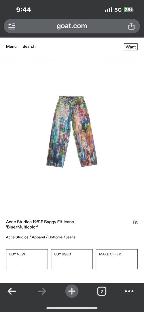 Acne studio (Category: Jeans) located in Alaminos. Submitted by caloysthrift67 (Listing ID 1469959803, Image 1). Description: Solid condition .