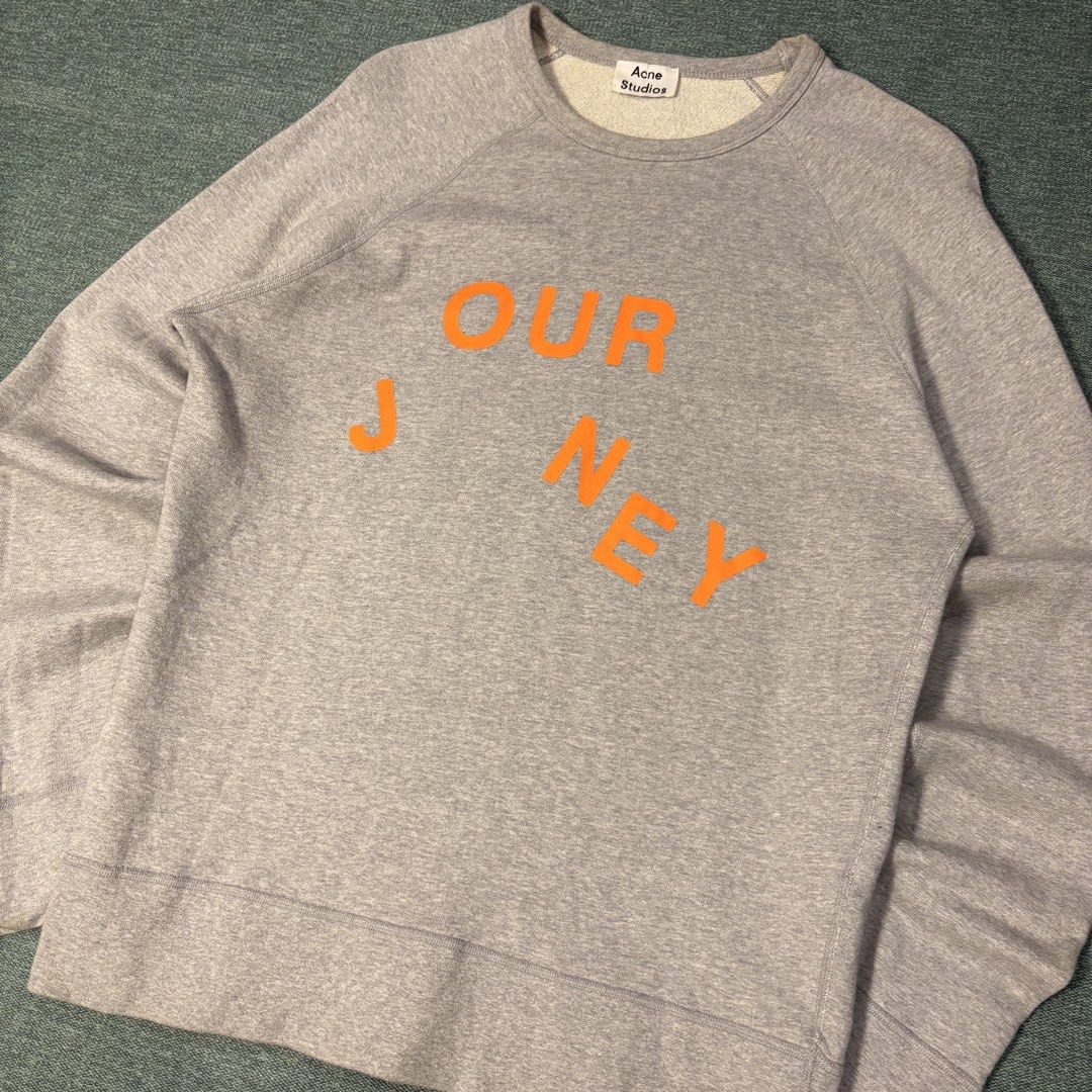Acne Studios Our Journey Crewneck (Category: Hoodies) located in Butuan. Submitted by ragscurations (Listing ID 1469966626, Image 2). Description: Size : Medium Inches : Width 21 Inches : Length 28 Condition : Excellent Flaws : No major Color rate 9.4 Fave item : Beautiful design.