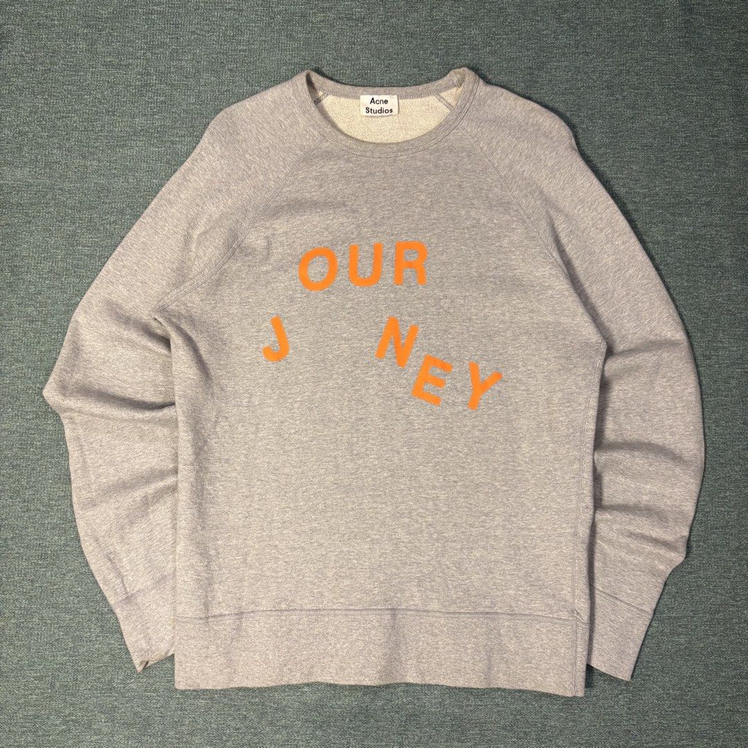 Acne Studios Our Journey Crewneck (Category: Hoodies) located in Butuan. Submitted by ragscurations (Listing ID 1469966626, Image 1). Description: Size : Medium Inches : Width 21 Inches : Length 28 Condition : Excellent Flaws : No major Color rate 9.4 Fave item : Beautiful design.