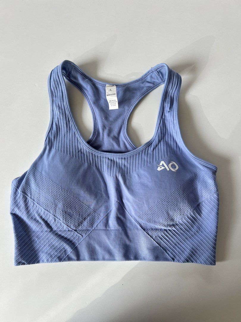ActiveOne Sports Bra Crop Top (Category: Activewear) located in Santiago. Submitted by riceavllnz (Listing ID 1469958090, Image 1). Description: A stylish periwinkle blue sports bra featuring a textured ribbed design, racerback cut, and contour-style detailing for a flattering fit. * Brand: ActiveOneWear * Color: Periwinkle blue * Size: Large (L) * Style: Racerback, ribbed, seamless-look design * Condition: Preloved Perfect for gym sessions, stre