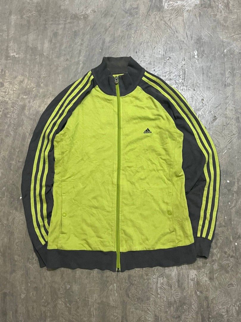 Adidas Track Jacket Lime Green Zip Up (Category: Coats, Jackets and Outerwear) located in Cavite. Submitted by giankarl1608 (Listing ID 1470057010, Image 1). Description: Flaw: discoloration inside neck collar W 18 L 25.
