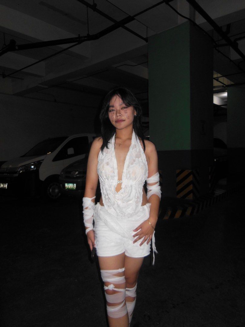 Ahmanet / mummy costume (Category: Sets or Coordinates) located in Manila. Submitted by smnthab_ (Listing ID 1470133328, Image 2). Description: - Set includes: White halter top, matching shorts - Theme: Mummy costume, perfect for Halloween or parties - Material: Lightweight fabric for comfortable all-night wear - Size: Fits true to standard sizing (DM for exact measurements).