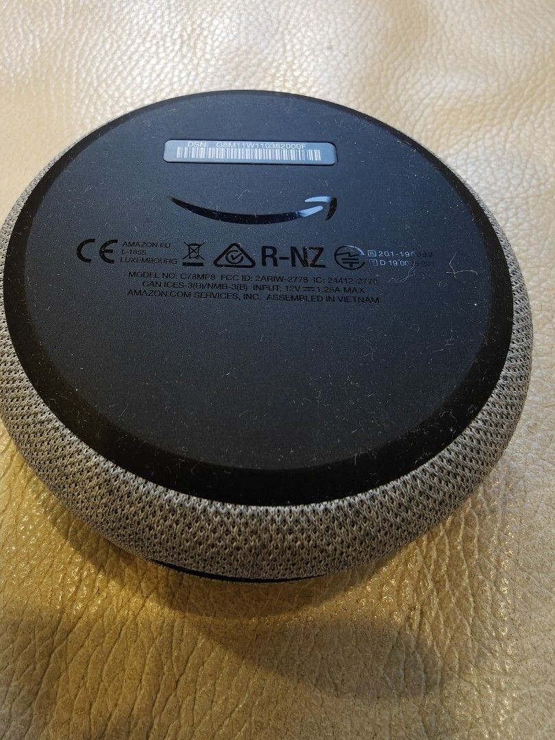 Amazon Echo Dot 3rd Generation (Category: Soundbars, Speakers & Amplifiers) located in Singapore. Submitted by catcher23 (Listing ID 1470005978, Image 3). Description: - Model: Amazon Echo Dot 3rd Gen, US Plug - Color: Charcoal Fabric - Condition: Very good condition,hardly used, just tested, and ready to set up - Included: Original 15W power adapter with US plug - Features: Compact size, great sound quality, top buttons for volume, mute, Bluetoo