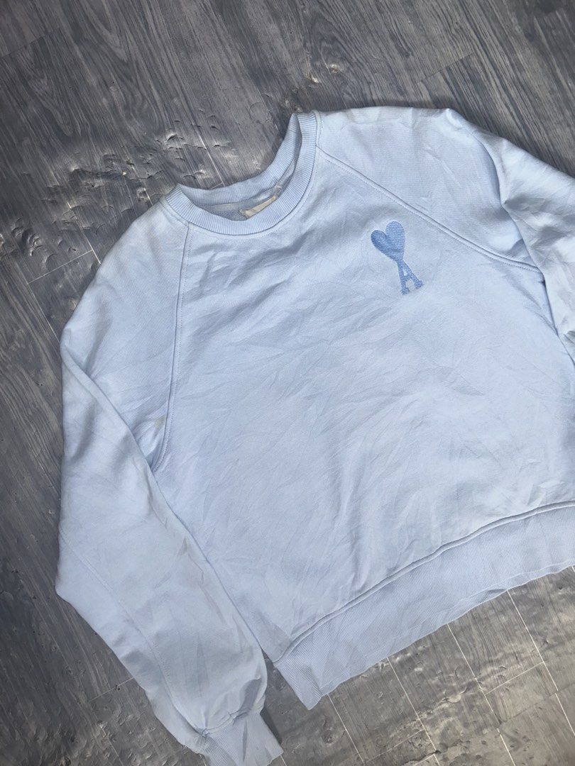 Ami Paris Light Blue Embroidered Heart Sweatshirt (Category: Longsleeves) located in Manila. Submitted by copothrift (Listing ID 1469956086, Image 2). Description: Dimes:22x26 Authen!! No issue!!.