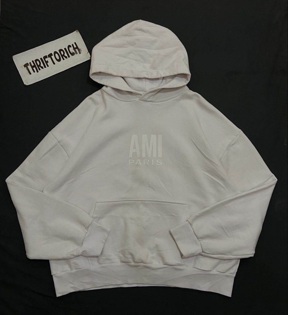 Ami paris white hoodie (Category: Hoodies) located in Manila. Submitted by ivan_carbungco (Listing ID 1470005688, Image 1). Description: AMI PARIS WHITE HOODIE 26.5 by 27 GOOD CONDITION NEED WASH MISSING WASH TAG HEAVY CLOTH 1200 CLAIM.