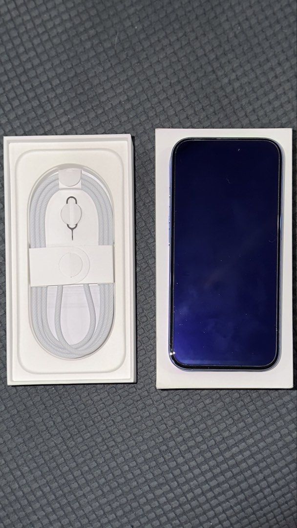 Apple iPhone 16 128GB NTC (Category: iPhone 16 Series) located in Makati City. Submitted by vjhaya (Listing ID 1470035602, Image 2). Description: - Model: Apple iPhone 16 (Purple, 128GB) - Status: Factory unlocked, clean screen and back glass - Battery: 89% health, 508 cycle counts - Inclusions: Original box, charging cable, and SIM ejector tool - Condition: Well-maintained and ready to use.