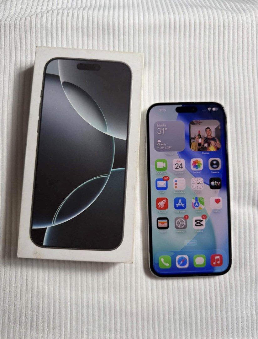 Apple iPhone 16 Pro Max 256GB Factory Unlock White (Category: iPhone 16 Series) located in Manila. Submitted by reyessammy53001 (Listing ID 1470123689, Image 3). Description: Please read carefully po. I will not respond to funny questions or offers🙂 SELLING Pre-loved Apple iPhone 16 Pro Max 256 GB Factory Unlock (Openline) - ACTUAL PHOTOS ARE POSTED. Comes with its Original Box and Charging Cable. Absolutely 100% in Perfect Condition, No Hidden 