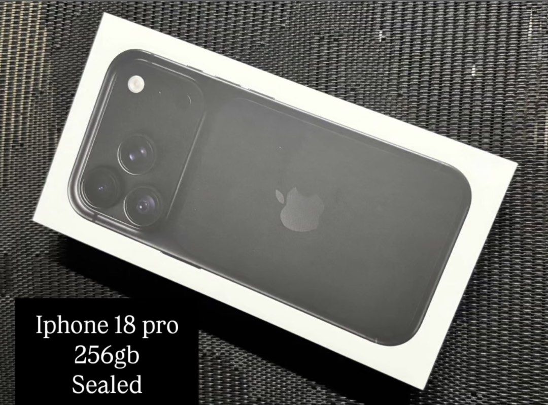 Apple iPhone 18 Pro 256GB Sealed Box (Category: iPhone 16 Series) located in Makati City. Submitted by uniqueandtrendy (Listing ID 1470001980, Image 1). Description: - Model: Apple iPhone 18 Pro - Storage: 256GB - Color: Dark colorway - Condition: Brand new, factory sealed, unopened packaging - Camera: Triple camera setup - Source: Straight from the store drop.
