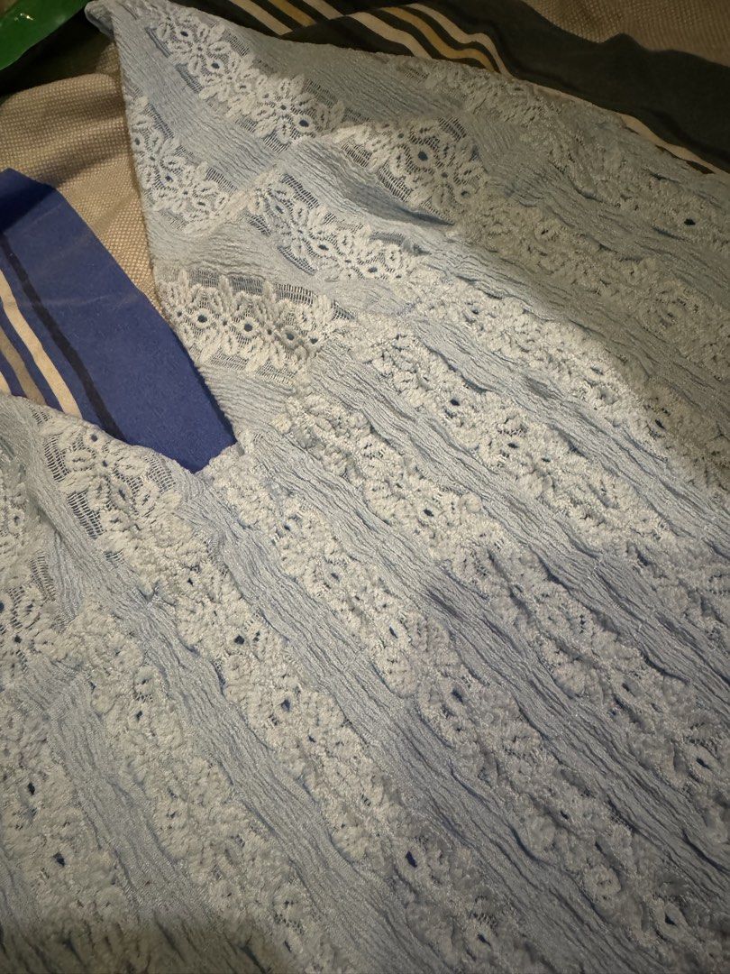 Aralina Light Blue Lace Top (Category: Dresses) located in Manila. Submitted by carmela_andd (Listing ID 1470113388, Image 3). Description: - Brand: Aralina (Designed in Australia) - Condition: Brand new with original store tags - Color: Light blue - Material/Design: Textured crinkled fabric with vertical patterned lace panels - Straps: Adjustable thin shoulder straps.