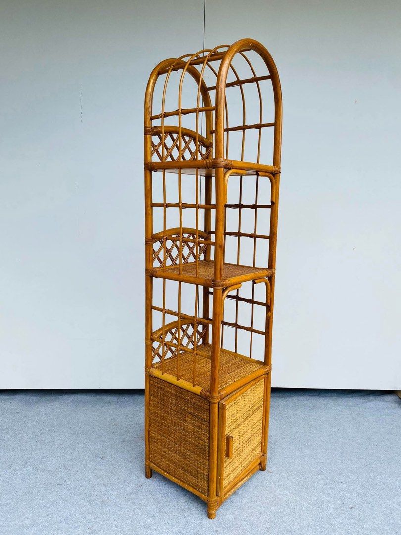 Arc Rattan Slim Open Shelves (Category: Shelves, Cabinets & Racks) located in Manila. Submitted by elliefurnies31 (Listing ID 1469964319, Image 3). Description: "JAPAN SURPLUS" SLIM ARC RATTAN SHELVES SIZE: 14.5L" x 14W" x 64H" inches (AS-IS ITEM) IN GOOD CONDITION.