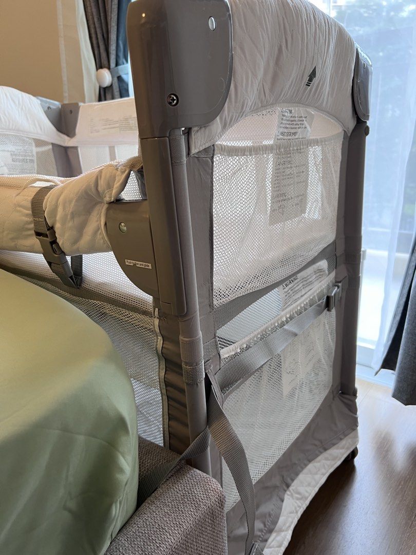 Armsreach Mini Ezee 3in1 Co-Sleeper Bedside Crib (Category: Cots & Cribs) located in Muntinlupa City. Submitted by thriftpandamnl (Listing ID 1470047903, Image 3). Description: Selling our ArmsReach Mini Ezee 3in1 Co-Sleeper Bedside Crib ✨ 🏷️P8,000 Condition: used for the first 5 months of our baby then stored after. Clean, no noticeable flaws or stains RFS: Decluttering baby items ✨Includes 2 extra bed sheets from Tiny Winks 📍Pick-up: Brgy Suc