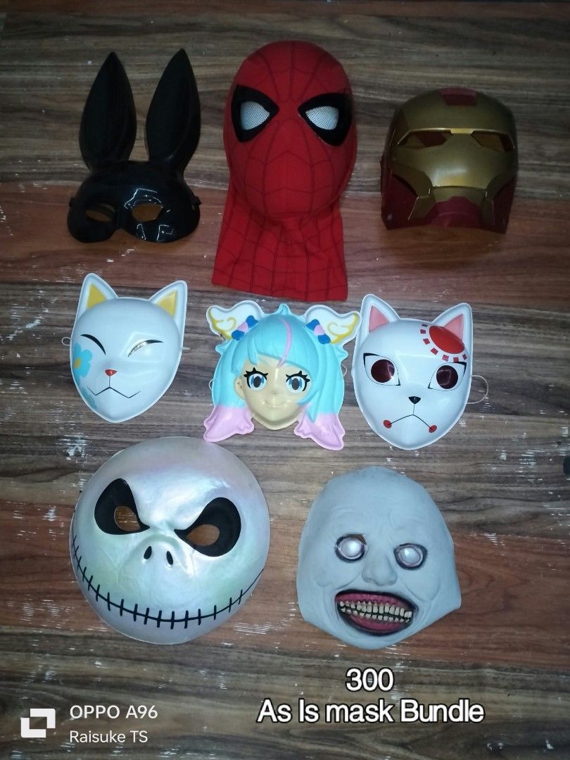 As Is Mask Bundle (Category: Interactive Toys) located in Taguig. Submitted by raisuketoysshop (Listing ID 1470076734, Image 1). Description: PTPA NEW ARRIVAL!!.. PLEASE RESPECT POST AND PRICES.. Tested working and in good condition.. Secondhand Items Declared as is pa din po Pm for demo video What you see is what you get.. Please manage your expectations.. +40% COD Sho pee Check Out (sho pee fee+Tax+shipping materials) +40 Pesos For Check Out Li