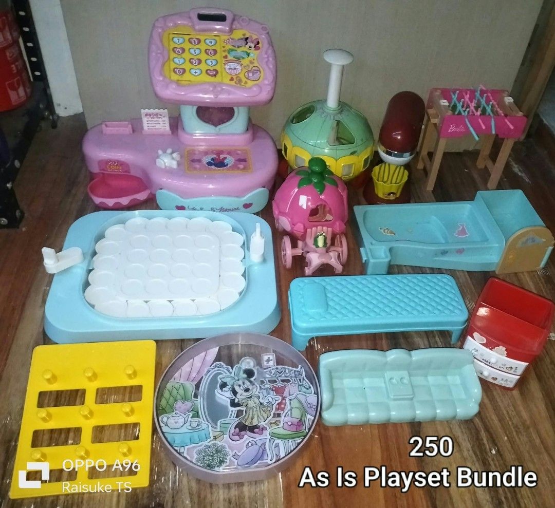 As Is Playset Bundle (Category: Interactive Toys) located in Taguig. Submitted by raisuketoysshop (Listing ID 1470076020, Image 1). Description: PTPA NEW ARRIVAL!!.. PLEASE RESPECT POST AND PRICES.. Tested working and in good condition.. Secondhand Items Declared as is pa din po Pm for demo video What you see is what you get.. Please manage your expectations.. +40% COD Sho pee Check Out (sho pee fee+Tax+shipping materials) +40 Pesos For Check Out