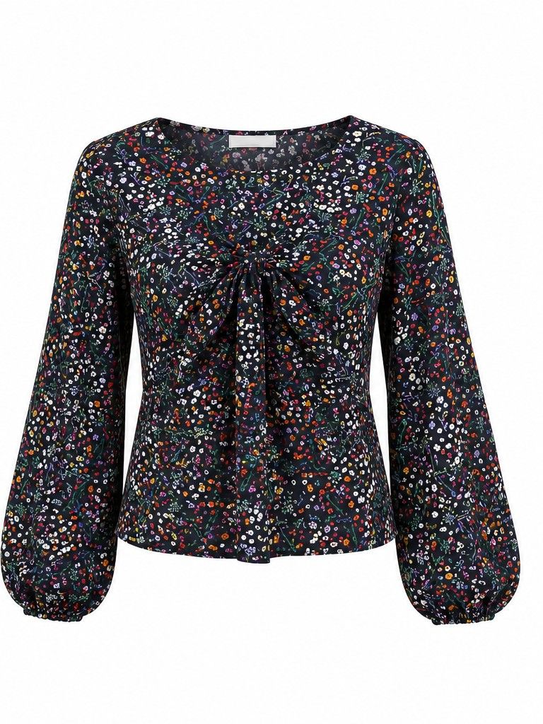 ASOS Floral Long Sleeve Blouse medium (Category: Longsleeves) located in San Pablo. Submitted by allyourbrandedneeds (Listing ID 1470139372, Image 1). Description: - Brand: ASOS - Design: Black base with vibrant all-over floral print, long balloon sleeves, and gathered front tie detail - Size: UK 8 / EU 36 / US 4 (Standard fit) - Material: 100% polyester (lightweight and smooth) - Origin: Made in Romania - Versatile style: Great for casual outing