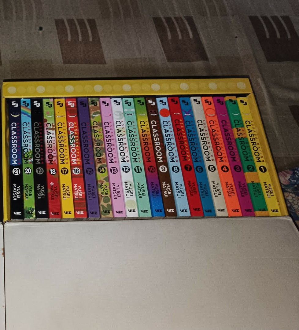 Assassination Classroom Box Set (Category: Storybooks) located in Puerto Princesa. Submitted by liveburn.4277 (Listing ID 1470040899, Image 2). Description: Preloved Assassination Classroom Box Set ‎ ‎▪️Volumes 1-21 ‎▪️ PhP 8,000 (Negotiable) ‎▪️In very good condition but please with no dents or yellowing ‎▪️ Payment through gcash ▪️RFS: No longer interested/ bored in the series ‎▪️LBC/J&T only and will ship once the payment is complete ‎▪️I can 
