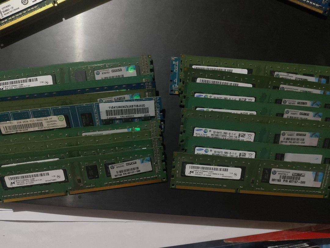 Assorted 2GB PC3 Desktop RAM Memory Modules (Category: Computer Parts) located in Manila. Submitted by vaughnelijah (Listing ID 1470086916, Image 1). Description: - Item: Assorted 2GB DDR3 RAM sticks (Samsung, Micron, and more) - Speed: PC3-10600U (Standard Desktop Memory) - Condition: Pulled from working office PCs, tested and working - Best For: Upgrading older systems or budget PC builds - Note: Selling as a bundle, but message us if you need 