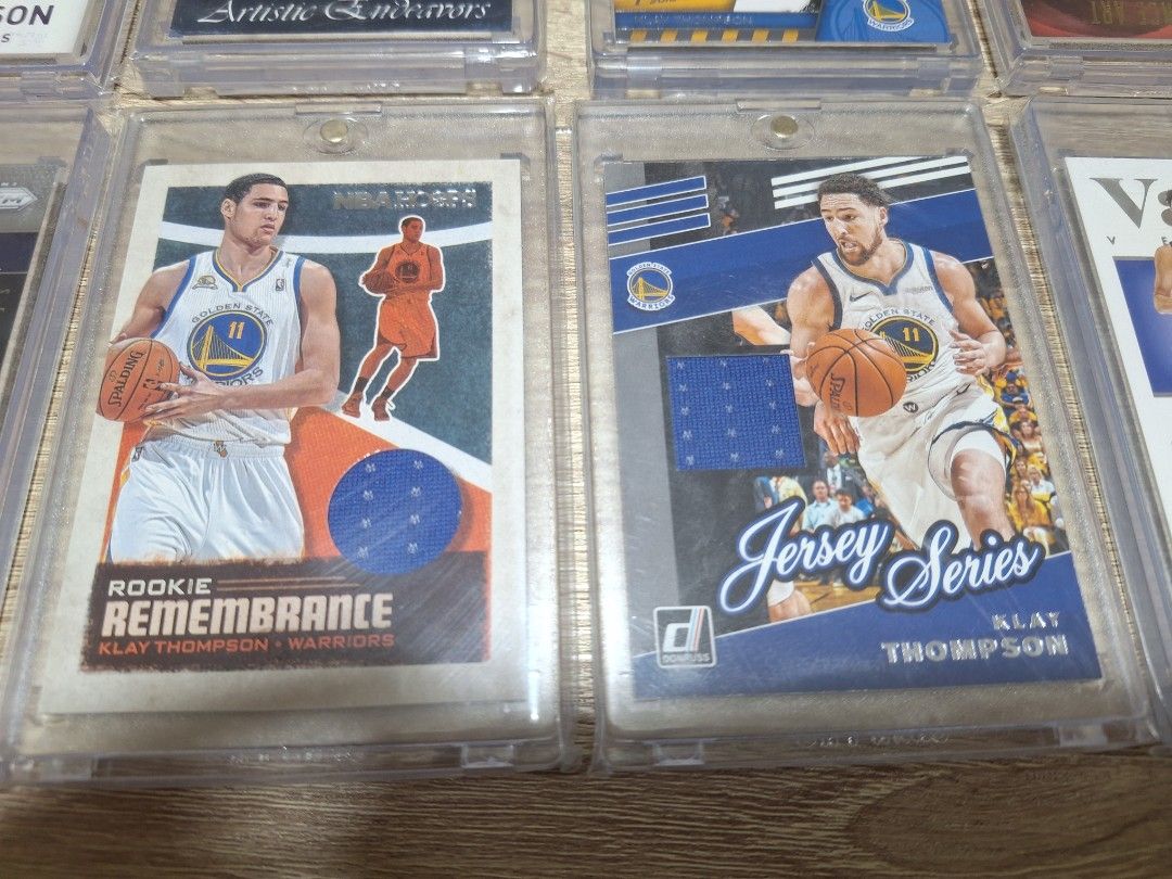 Klay Thompson NBA Patch/GU Cards (Category: Raw Singles) located in Taguig. Submitted by brolz (Listing ID 1470053593, Image 3). Description: Klay Thompson NBA Patch/GU Cards • 2014 Panini Totally Certified Clear Cloth #161/299 - Php2,500 • 2014 - 2015 Panini Totally Certified Die Cut Jersey Patch #23/49 - Php1,500 • 2016-17 Panini Court Kings Artisitic Endeavors Patch #045/149 - Php2,500 • 2016-17 Panini Prestige True Colors Materials #29/199 - 