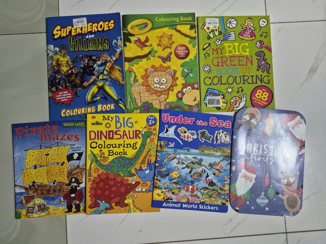 Assorted Coloring, Sticker and Activity Books for Kids (Category: Children's Books) located in Cabanatuan. Submitted by paogel21 (Listing ID 1470029430, Image 1). Description: Assorted Coloring, Sticker and Activity Books for Kids - Superheroes and Villains Coloring Book - Crayola Coloring Book - Big Dinosaurs Coloring Book - Big Green Coloring Book - Pirate Maze Activity Book - Christmas Activity Book - Under the Sea Animals Sticker Book 180 eac