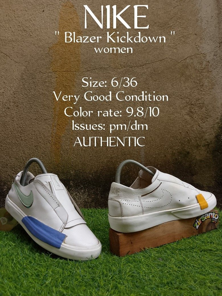 AUTHENTIC! " NIKE (Blazer Kickdown) WOMEN " (Category: Sneakers) located in Manila. Submitted by azaiahnere02 (Listing ID 1470043350, Image 1). Description: details are in first photo ‎pm/dm for other details,issues or transactions ‎negotiable! 👊😁 ‎2nd Account Available Shirts, Jeans, Jackets, Shorts & more garments just click the link in descriptions of the item 💚👇😁❤️ or follow for update stocks. ‎https://www.carousell.ph/u/psychypymb40965/