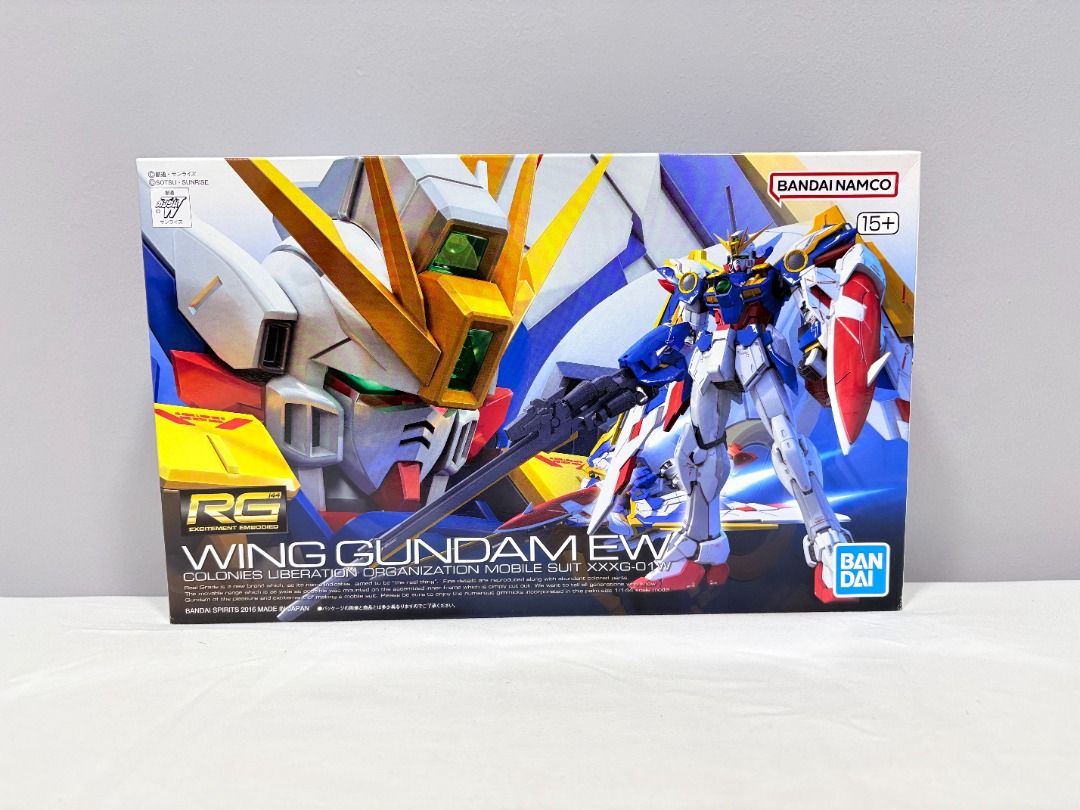 Authentic Bandai Gunpla Model Kit RG Wing Gundam EW (Category: Gundam & Model Kits) located in Manila. Submitted by capy-harry (Listing ID 1469957430, Image 1). Description: Brand new, unbuilt Meetup, Lalamove, J&T.