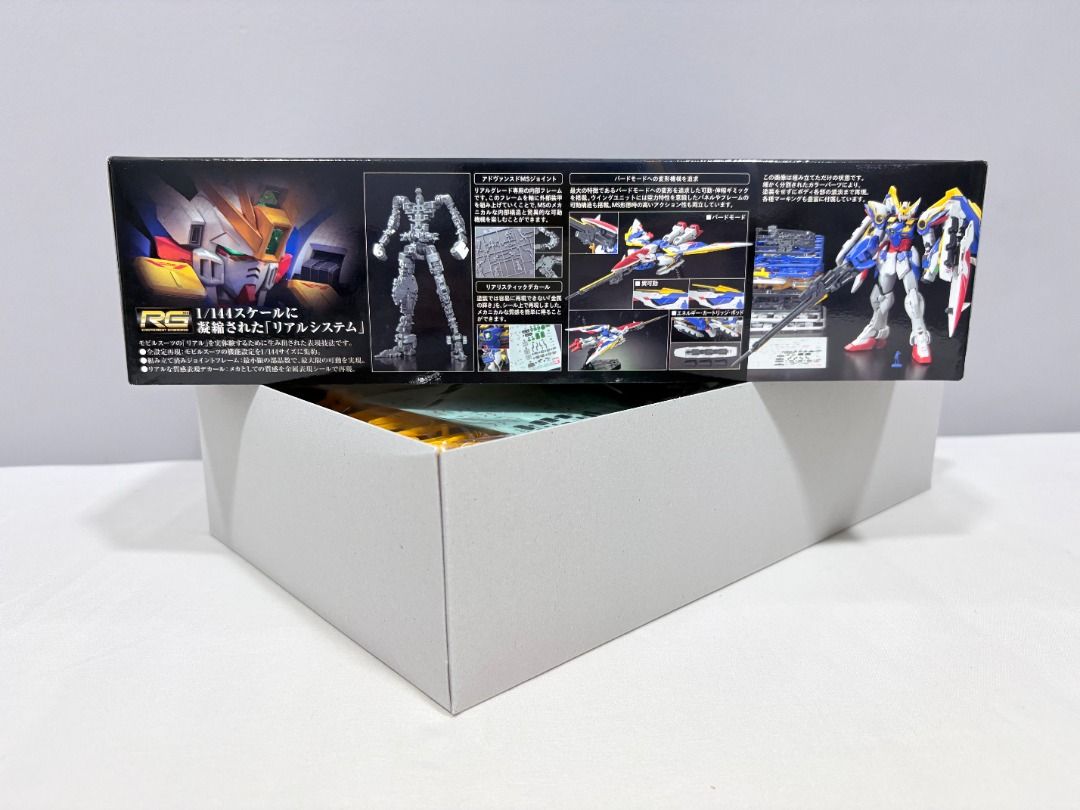 Authentic Bandai Gunpla Model Kit RG Wing Gundam EW (Category: Gundam & Model Kits) located in Manila. Submitted by capy-harry (Listing ID 1469957430, Image 3). Description: Brand new, unbuilt Meetup, Lalamove, J&T.