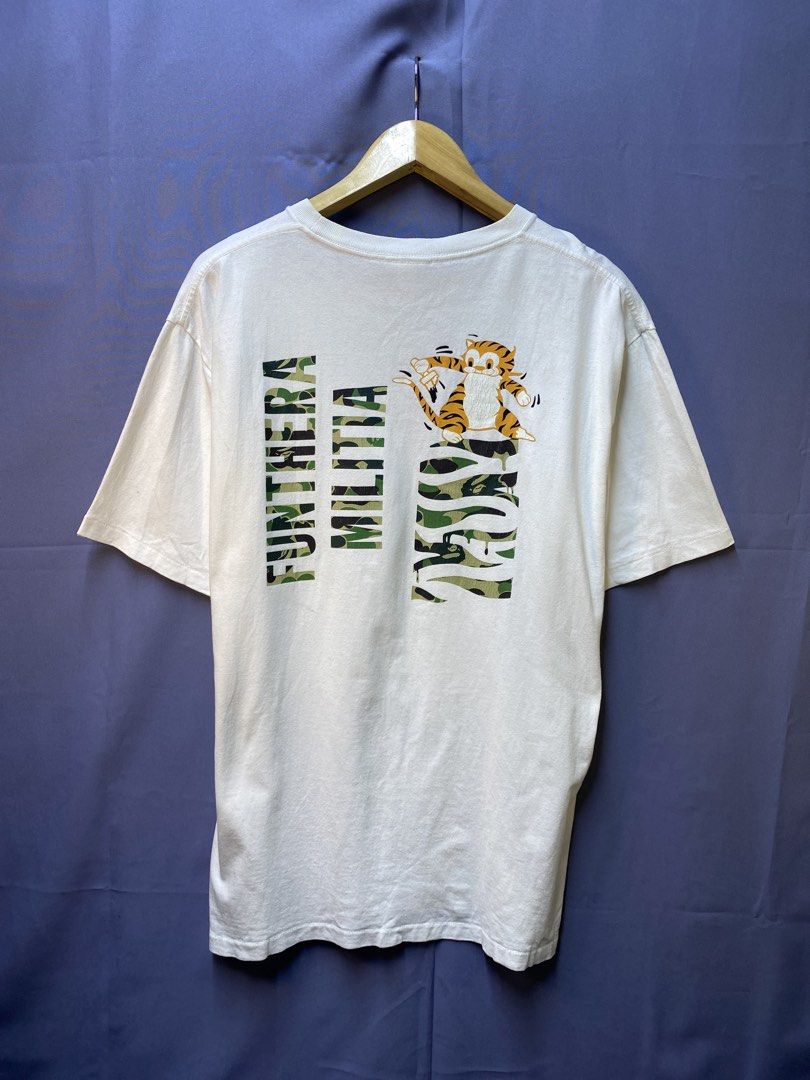 AUTHENTIC BAPE FUNTHERA (Category: Tshirts & Polo Shirts ) located in Makati City. Submitted by drip.poww (Listing ID 1470096781, Image 2). Description: - Authentic Bape - Color: White - Size: XL - Dimes: 24x29 - Authentic - Hairlines - Need wash, fresh from bale - Material: 100% Cotton Please don’t expect too much—these are thrifted (ukay) items. 😊 !!STILL NEGOTIABLE!!.