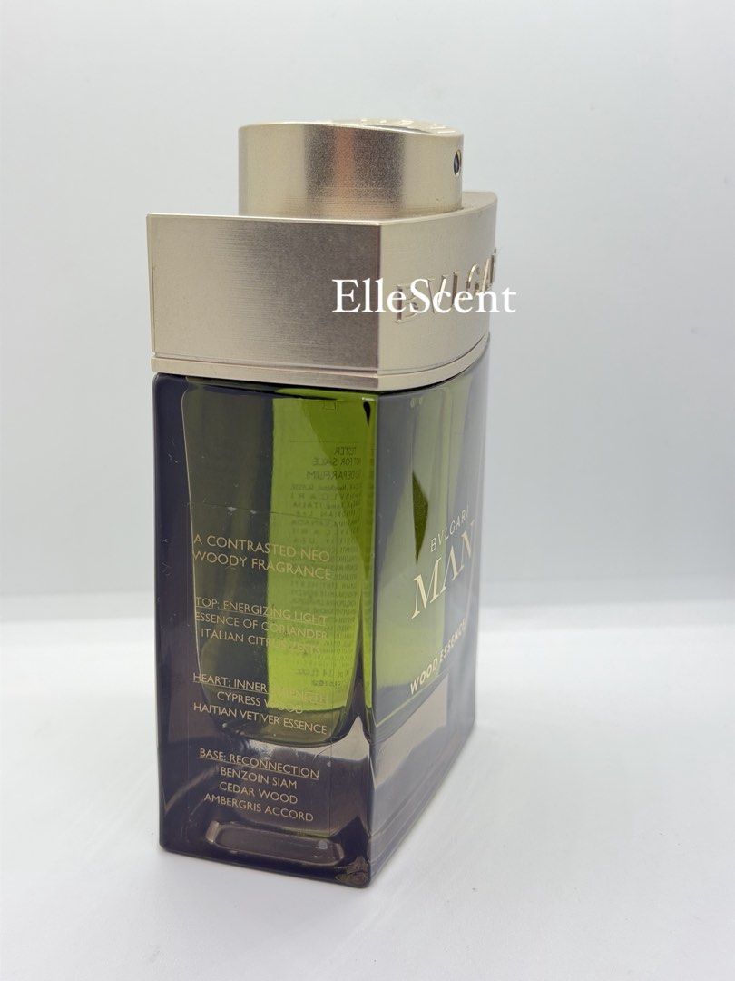 Authentic Bvlgari Wood Essence Tester (Category: Fragrance & Deodorants) located in Mandaluyong City. Submitted by elle_scent (Listing ID 1470091394, Image 2). Description: Last Price Posted BVLGARI MAN WOOD ESSENCE EDP 100ML – TESTER A sophisticated, masculine fragrance for men who appreciate fresh, woody, and elegant scents. 💚 ✨ Scent Description: • Opening: Fresh citrus notes with a vibrant, green freshness • Heart: Aromatic cypress and warm,
