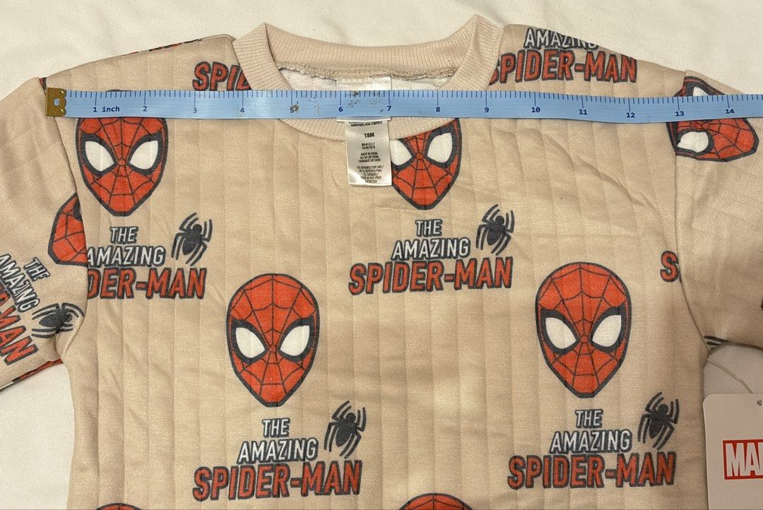 Authentic Marvel Spider-Man Beige Ribbed Long Sleeve Sweatshirt (Category: Babies & Kids Fashion) located in Mandaluyong City. Submitted by ramsayscorner (Listing ID 1470036769, Image 1). Description: Brand New With Tags (NWT) Marvel Spider-Man Toddler Sweatshirt ✨ authentic, brand-new Marvel long-sleeve sweatshirt for toddler boys! Designed in a stylish neutral beige/tan ribbed fabric featuring retro “The Amazing Spider-Man” graphics, character 