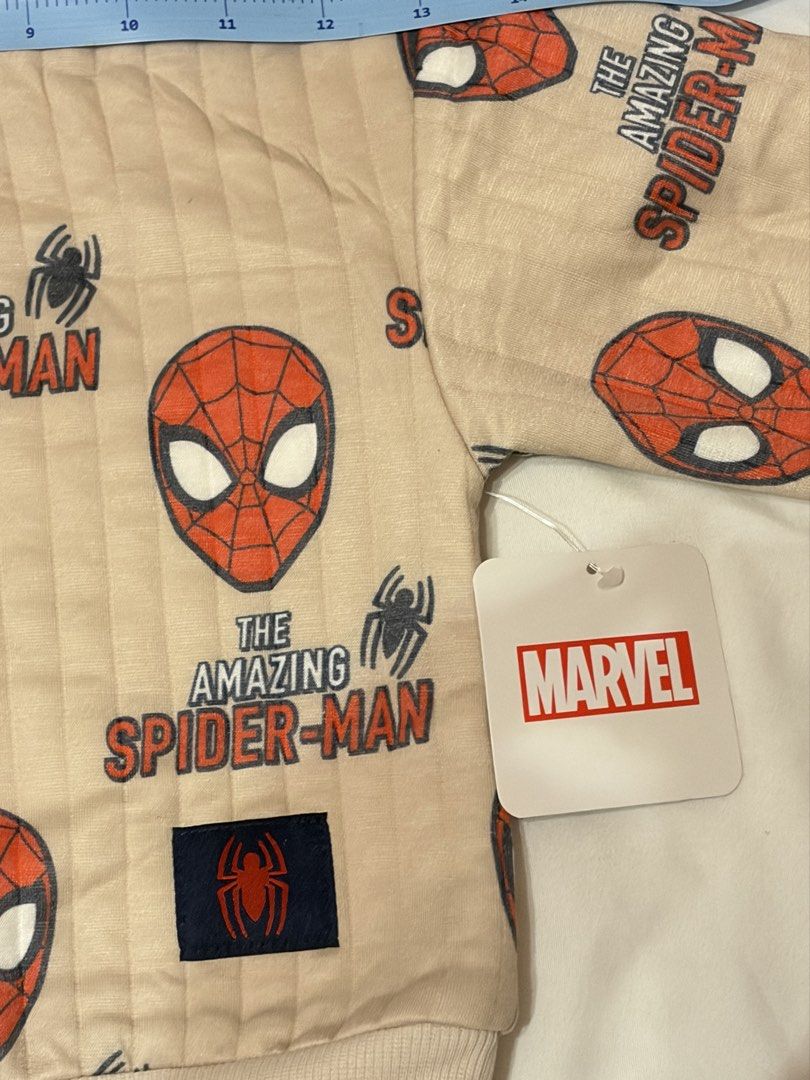 Authentic Marvel Spider-Man Beige Ribbed Long Sleeve Sweatshirt (Category: Babies & Kids Fashion) located in Mandaluyong City. Submitted by ramsayscorner (Listing ID 1470036769, Image 3). Description: Brand New With Tags (NWT) Marvel Spider-Man Toddler Sweatshirt ✨ authentic, brand-new Marvel long-sleeve sweatshirt for toddler boys! Designed in a stylish neutral beige/tan ribbed fabric featuring retro “The Amazing Spider-Man” graphics, character 