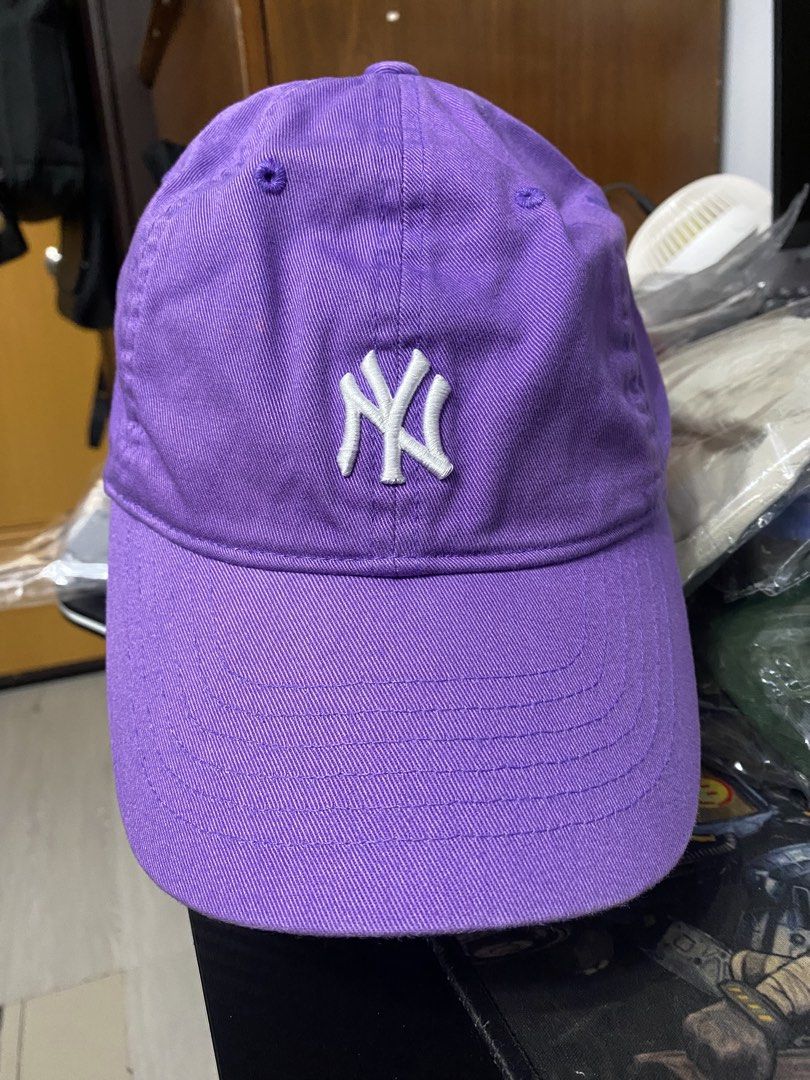 Authentic MLB New York Yankees Purple Baseball Cap (Category: Caps & Hats) located in Quezon City. Submitted by freshfitsbyja (Listing ID 1470105761, Image 1). Description: MLB New York Yankees Purple Baseball Cap Color Rate; 8/10 Condition: Fair - Good Bleach Stain on the Left Side.