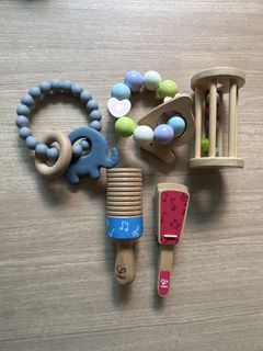 Baby toys bundle interactive rattles wooden sensory board, Babies ...