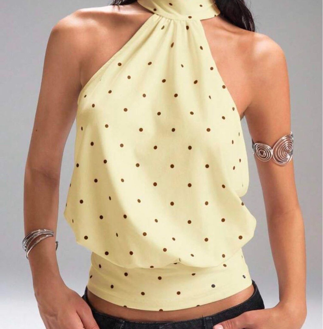 Backless (Category: Sleeveless) located in Tacloban City. Submitted by secondstorybyvic (Listing ID 1470069822, Image 3). Description: Yellow Polka Halter - XS/S - USED ONCE Around Tacloban City & Palo, Leyte Y Payment: Gotyme Delivery & Shipping: Maxim/J&T (covered by the buyer) *NO MEET UPS*.