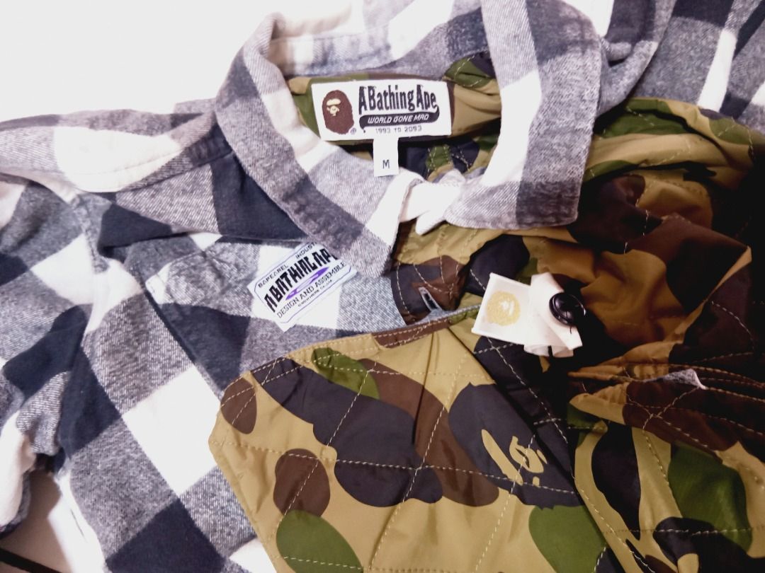 BAPE Jacket (Category: Coats, Jackets and Outerwear) located in Baguio. Submitted by pass-sa-barat (Listing ID 1470006322, Image 2). Description: 1st Camo Quilted Lining Mountain Flannel Shirt Fits Large.