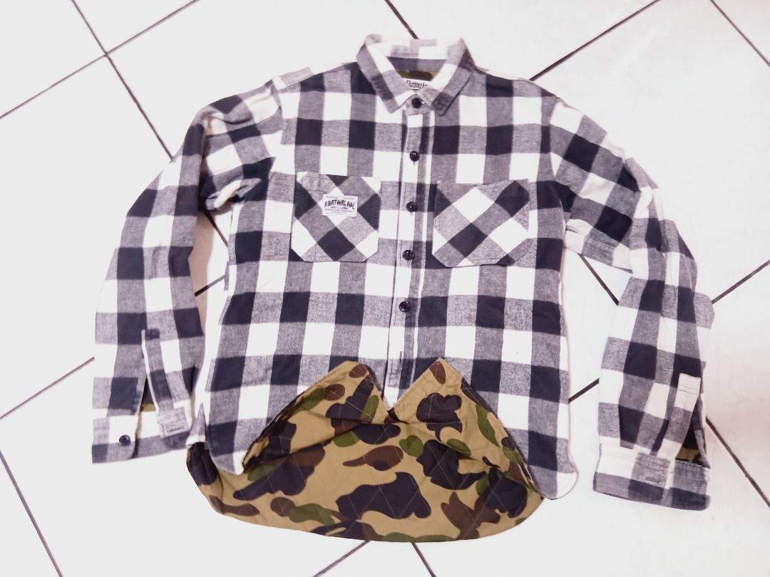 BAPE Jacket (Category: Coats, Jackets and Outerwear) located in Baguio. Submitted by pass-sa-barat (Listing ID 1470006322, Image 1). Description: 1st Camo Quilted Lining Mountain Flannel Shirt Fits Large.
