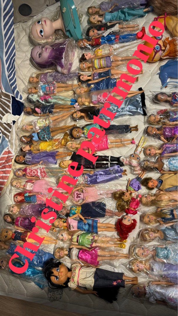 Barbie dolls take all (Category: Western Merchandise) located in Pasay City. Submitted by tindarela (Listing ID 1469963927, Image 1). Description: All items are in good condition almost all of the dolls na hair spa na and malinis na nakaplastic, for take all nalang po thank you 48 dolls 3 head dolls 2 horse 1 lala lopsy.
