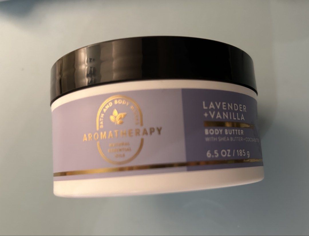 Bath & Body Works Lavender Vanilla Body Butter (Category: Body Care) located in Taguig. Submitted by mrltng (Listing ID 1470024949, Image 2). Description: - Brand: Bath & Body Works - Scent: Lavender & Vanilla - Size: Generous 6.5 oz / 185 g jar - Formula: Deeply moisturizing with shea butter and cocoa butter - Bought from US.